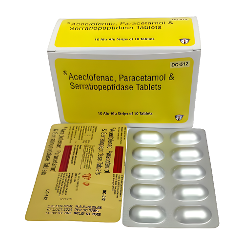 dc-512 - Aceclofenac, Paracetamol & Serratiopeptidase Tablets